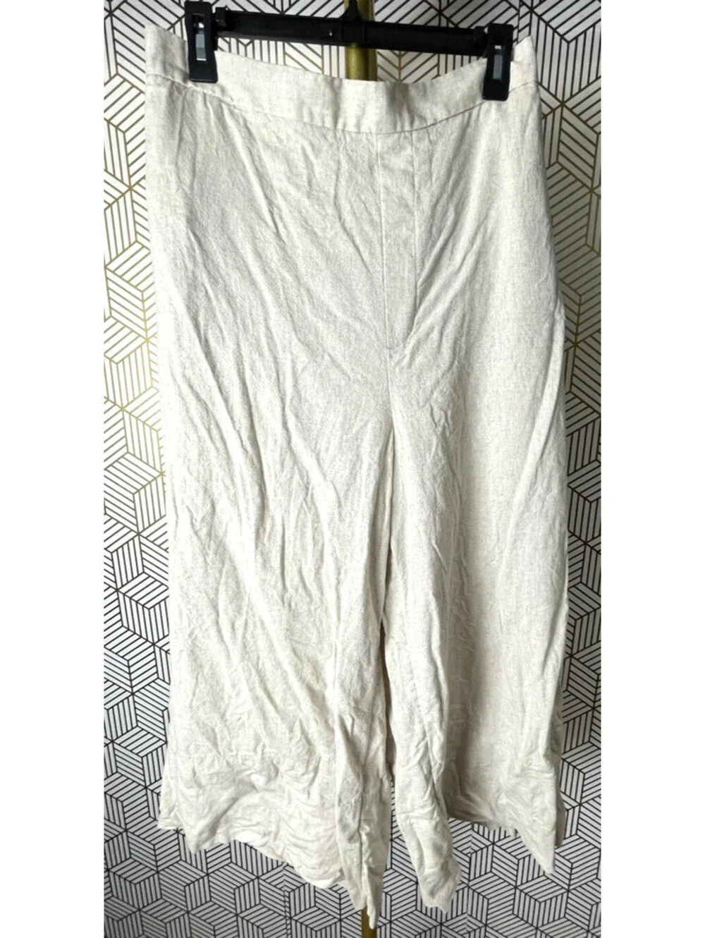 Banana Republic Wide Leg Linen Blend Cropped Ivory/Natural Pull-On Pant XXL 2XL